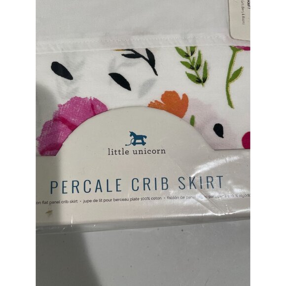 Little Unicorn Percale Crib Skirt 100% Cotton Floral Design 52"x28"x12" - Picture 2 of 12